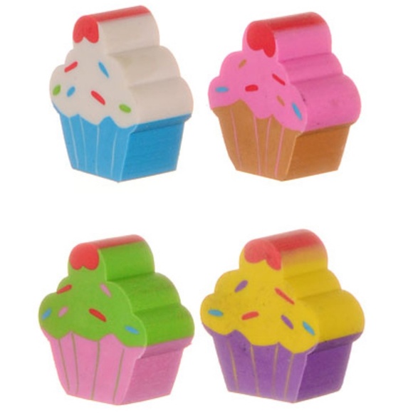 NEW Bulk Pack of 24 Cute Cupcakes Eraser Sets Party Favors Stocking Stuffer Art - Picture 4 of 4